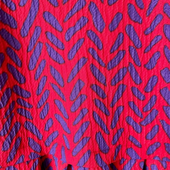 Moschino Sleeveless V-Neck Fit/Flare Dress - Red/Purple - 12 - Picture 6 of 12